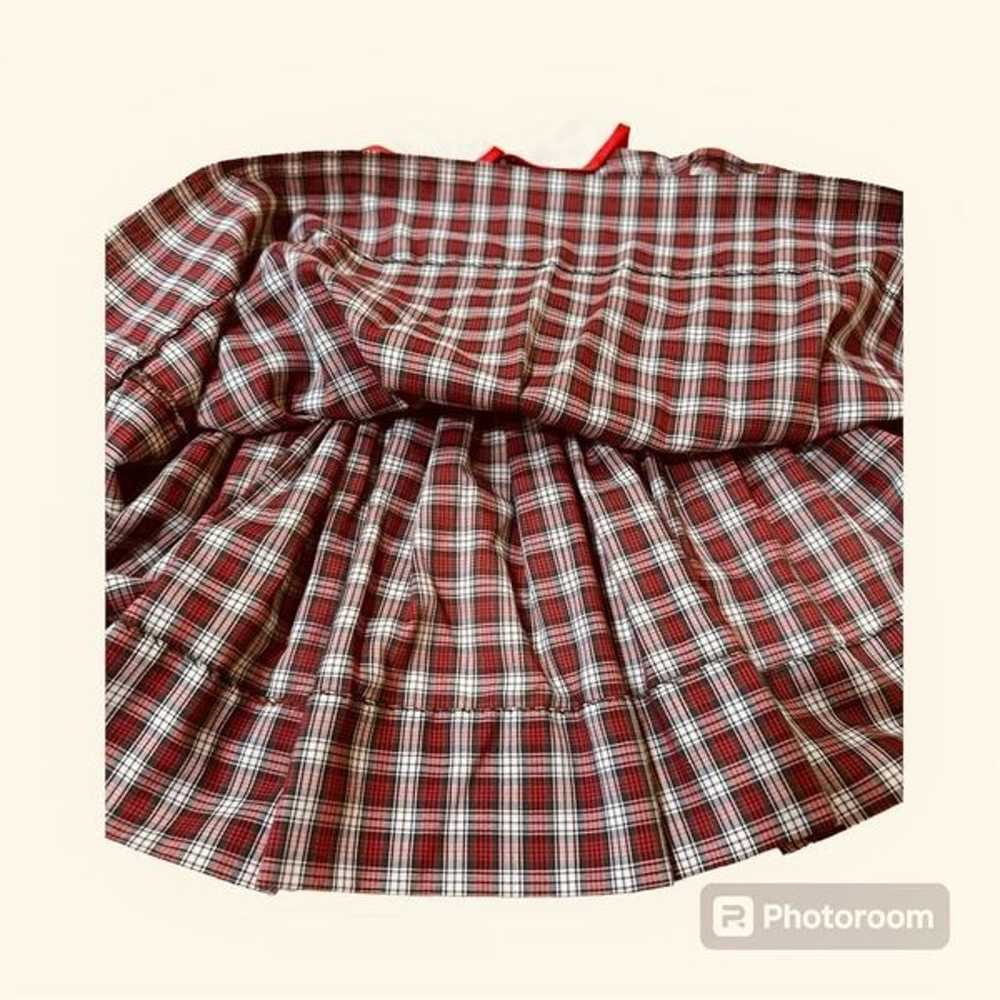 Vintage Red Tartan Smocked Party Girl Dress Size 4 - image 5