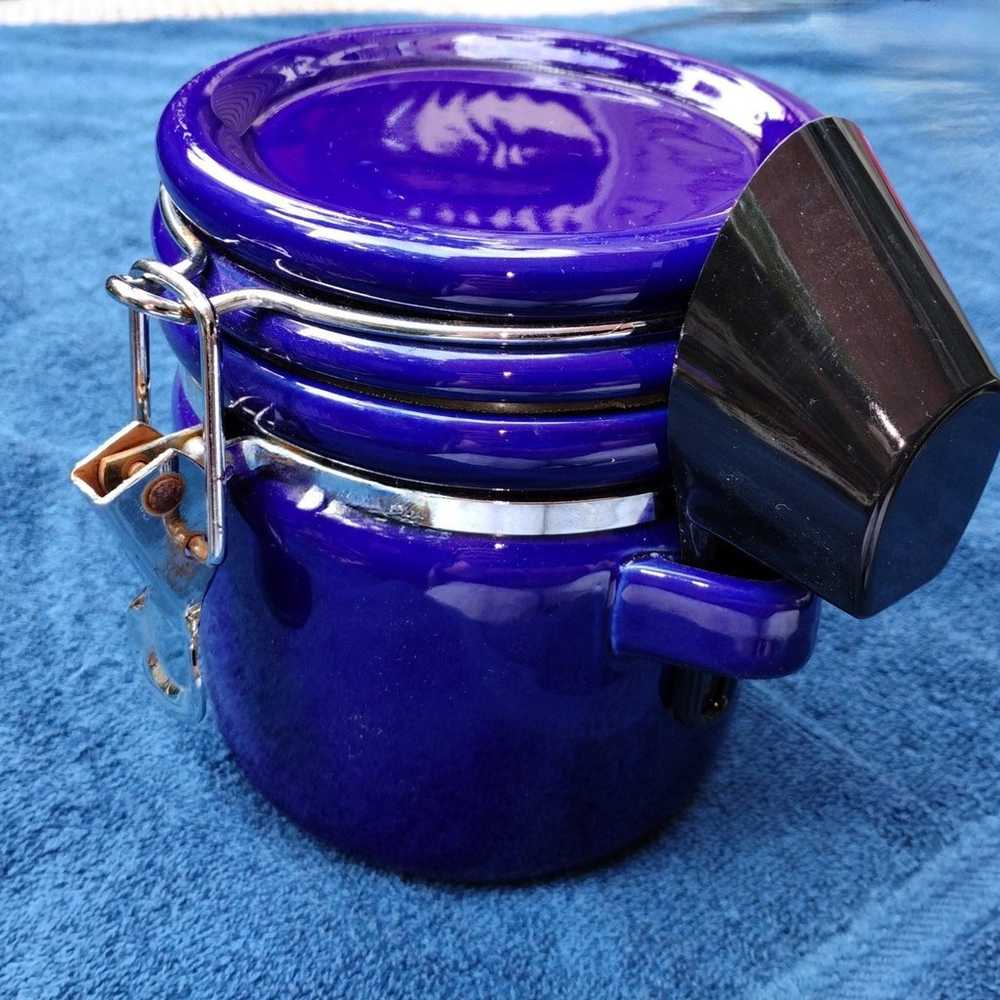 Cobalt Blue Ceramic Canister Vintage - Get rid of… - image 2