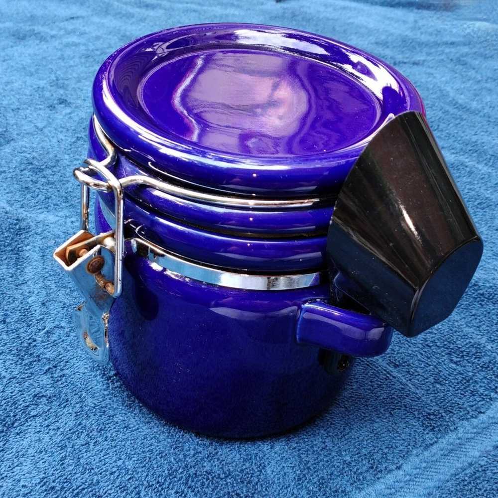 Cobalt Blue Ceramic Canister Vintage - Get rid of… - image 3