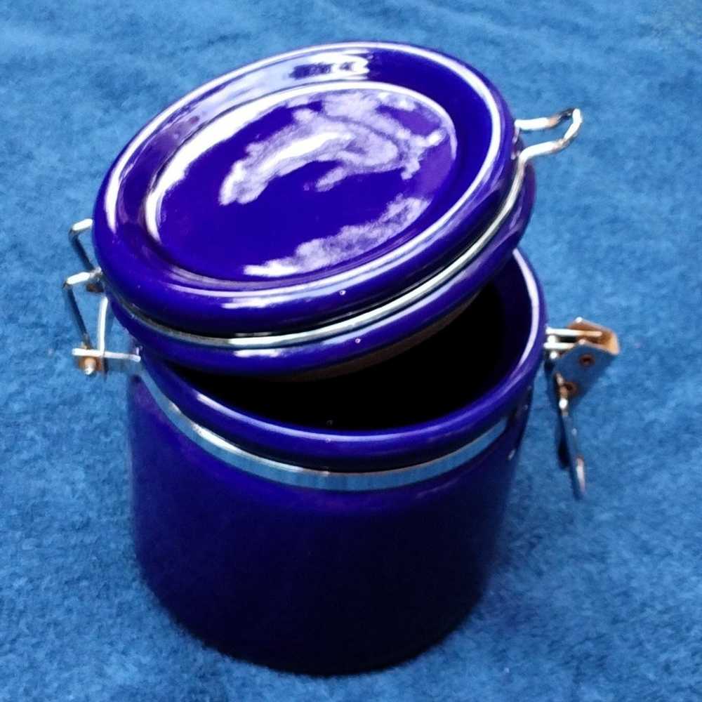 Cobalt Blue Ceramic Canister Vintage - Get rid of… - image 7