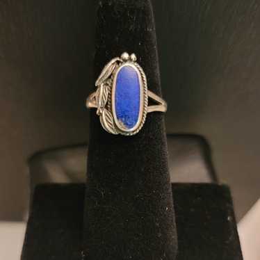Vintage Genuine Lapis Sterling Silver BOHO Ring