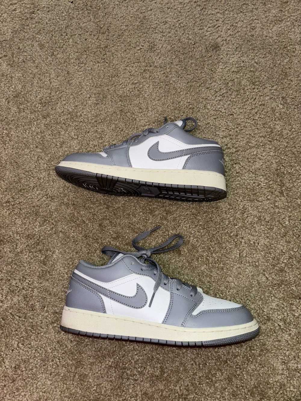 Nike Grey and white jordan 1 lows - image 2