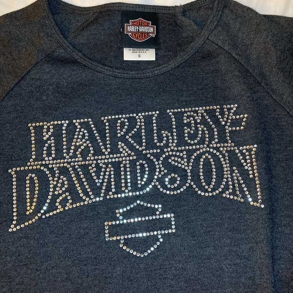 Jeweled harley davidson grey tshirt - Gem