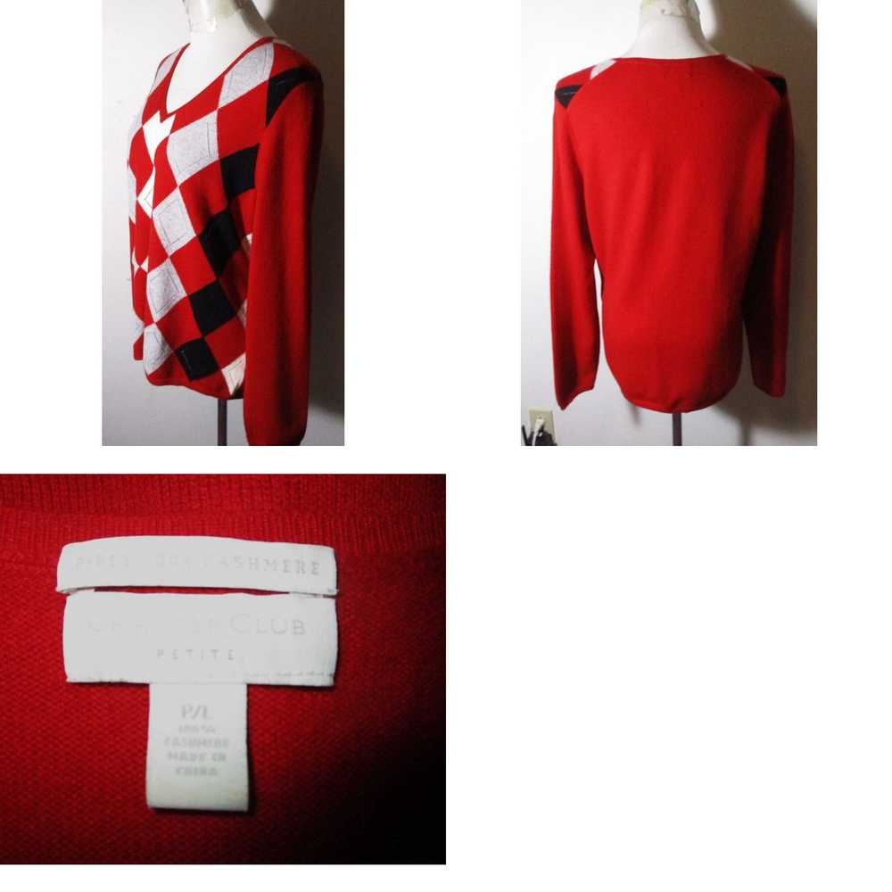 Vintage Women's CHARTER CLUB Red 100% Cashmere V-… - image 4