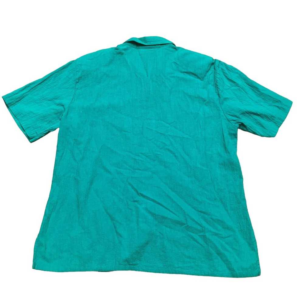 VTG Koret teal green button down blouse bright fl… - image 7