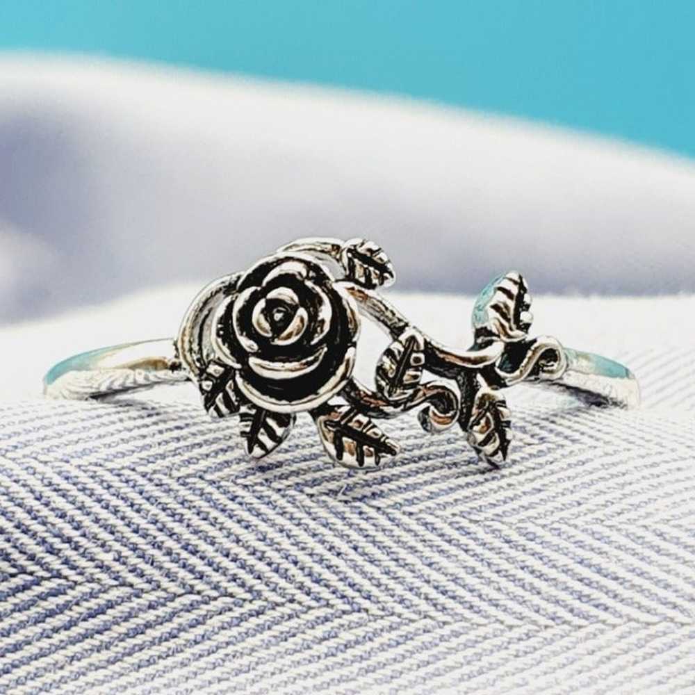 Ethnic Style Dainty Rose Flower Anillo Vintage Si… - image 11