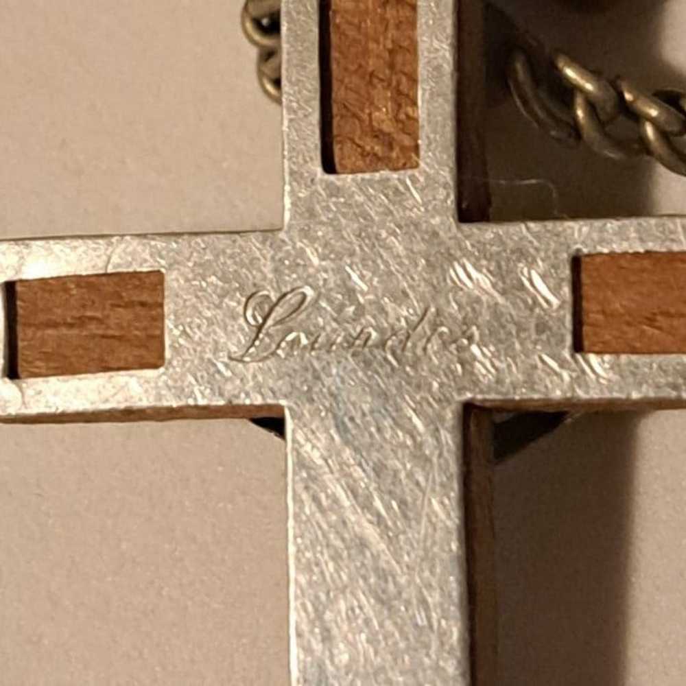 Vintage Lourdes France Olive Wood & Metal Rosary - image 6
