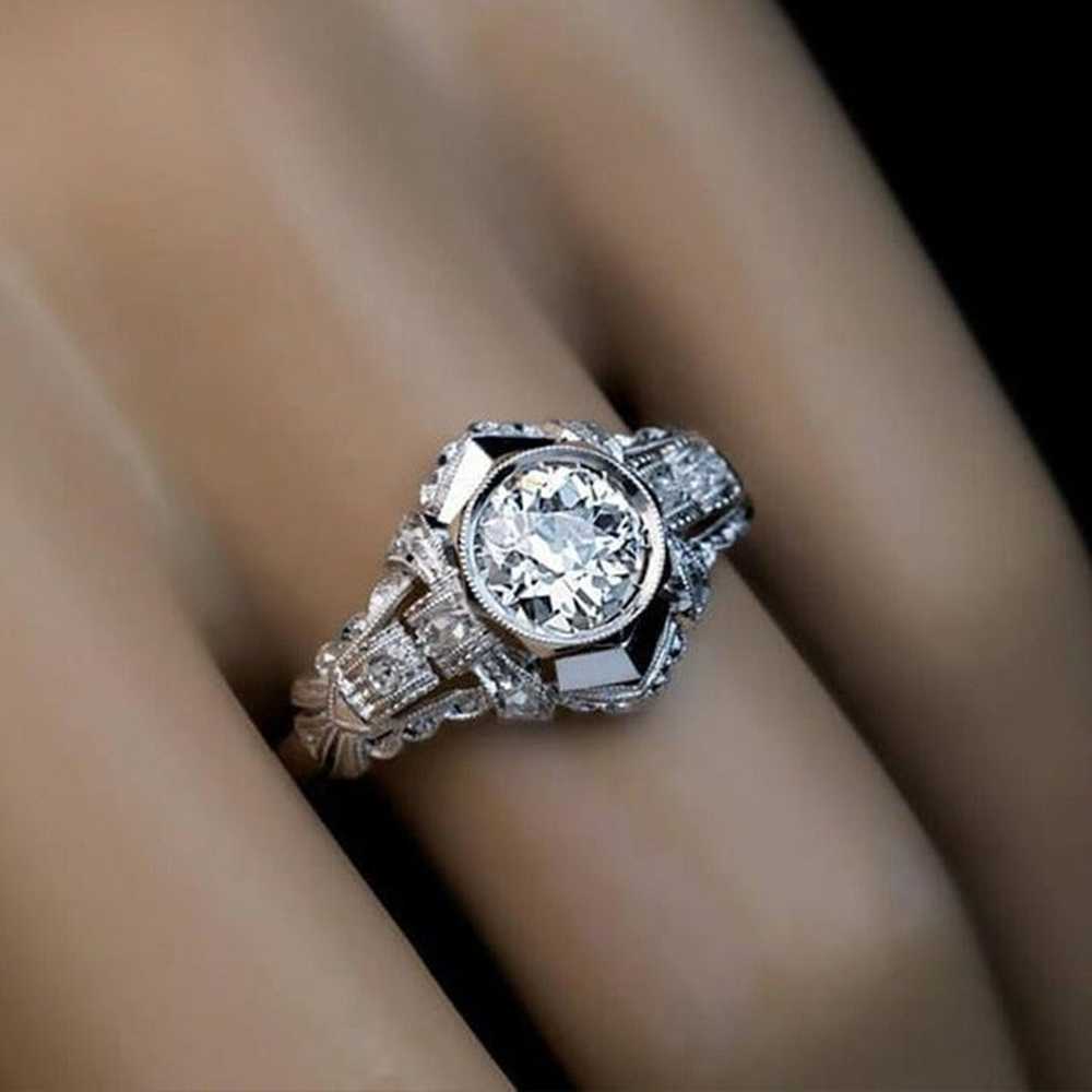 ❤️Vintage Silver Plated Wedding Engagement Ring f… - image 4