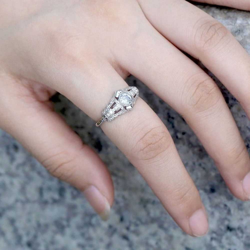 ❤️Vintage Silver Plated Wedding Engagement Ring f… - image 6