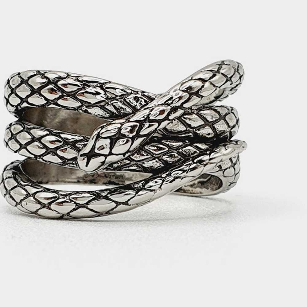 Trendy Multi Layer Snake Vintage Carved Silver Fa… - image 4