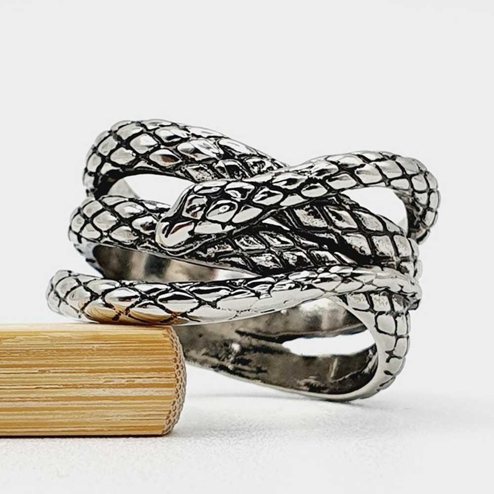 Trendy Multi Layer Snake Vintage Carved Silver Fa… - image 5