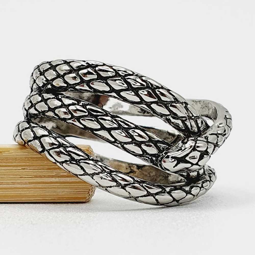 Trendy Multi Layer Snake Vintage Carved Silver Fa… - image 6