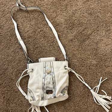 Miss Me White Crossbody w/Bling & Fringe y2k vint… - image 1