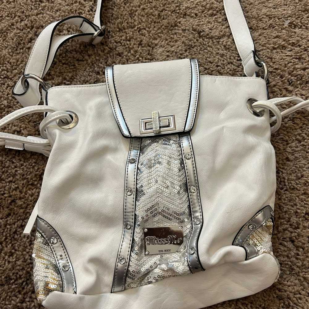 Miss Me White Crossbody w/Bling & Fringe y2k vint… - image 2