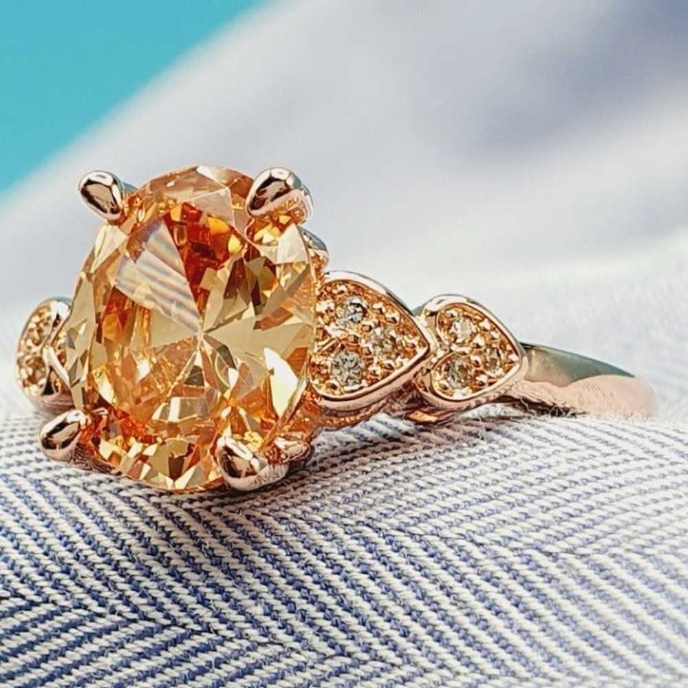 Vintage Gemstone Wedding Topaz Bague Anillo 18K R… - image 11