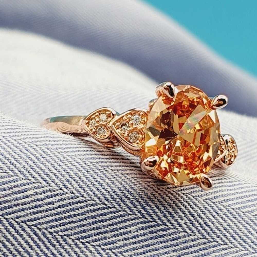 Vintage Gemstone Wedding Topaz Bague Anillo 18K R… - image 12