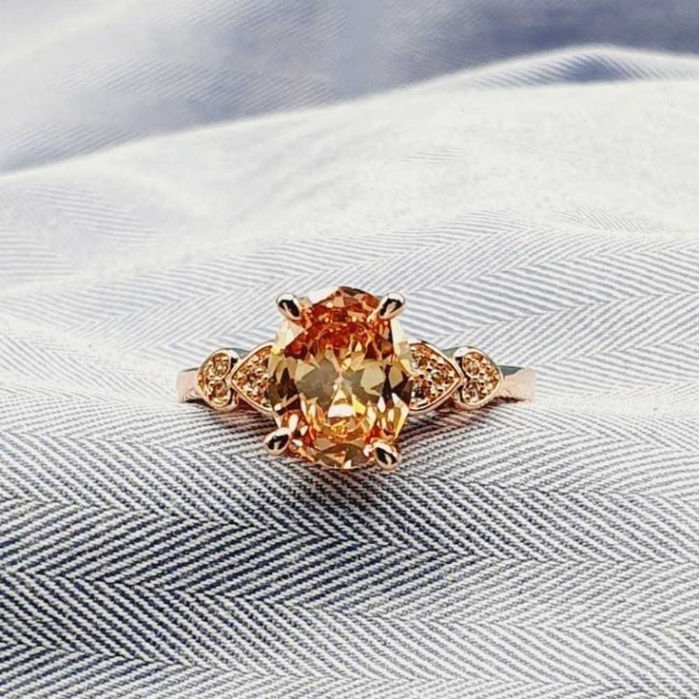 Vintage Gemstone Wedding Topaz Bague Anillo 18K R… - image 9