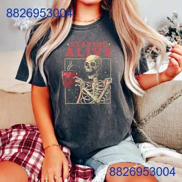 Vintage Halloween T-shirt for Women - Staying Ali… - image 1