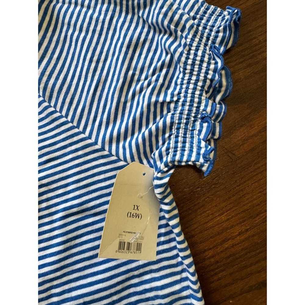 Faded Glory Knit Shirt Blue White Stripe Peasant … - image 2
