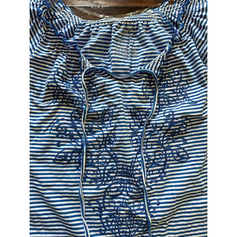 Faded Glory Knit Shirt Blue White Stripe Peasant … - image 3