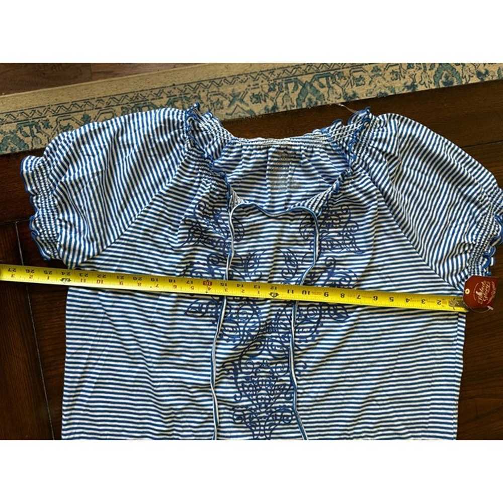 Faded Glory Knit Shirt Blue White Stripe Peasant … - image 5