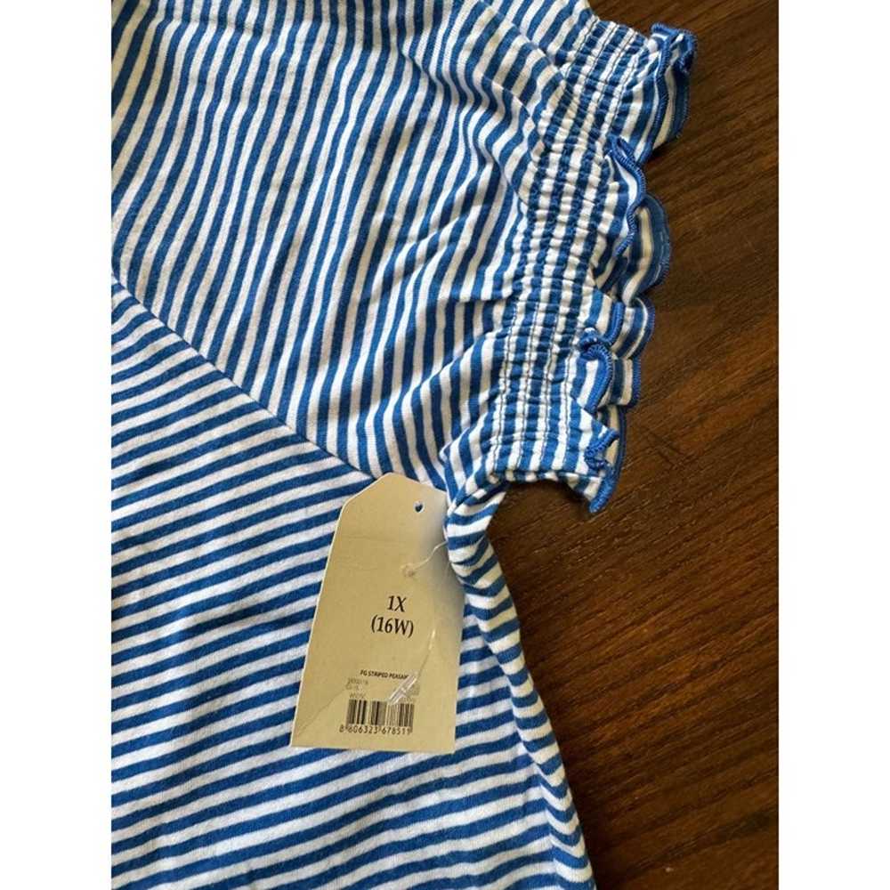 Faded Glory Knit Shirt Blue White Stripe Peasant … - image 7