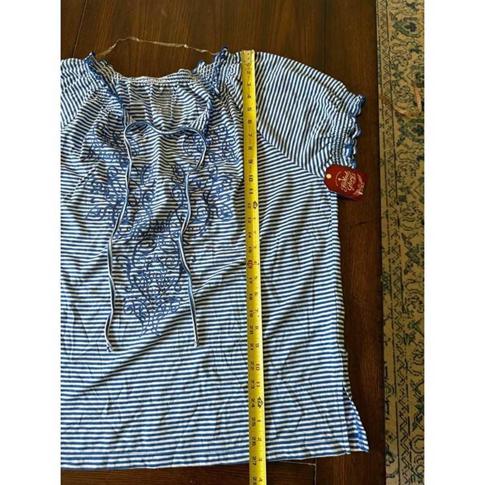 Faded Glory Knit Shirt Blue White Stripe Peasant … - image 8