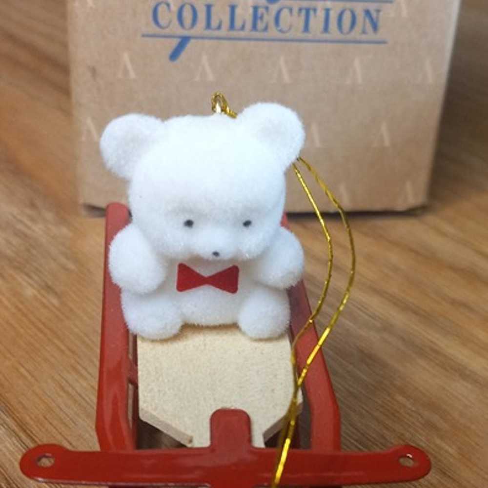 Vintage Avon Teddy Bear Flocked Christmas Ornamen… - image 5