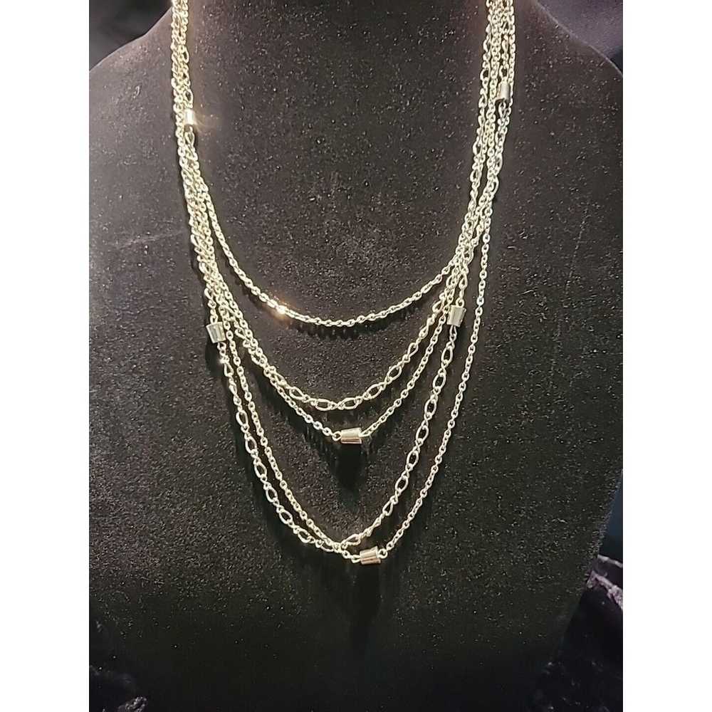 Vintage Silver Tone Multi Strand Womens Necklace … - image 10