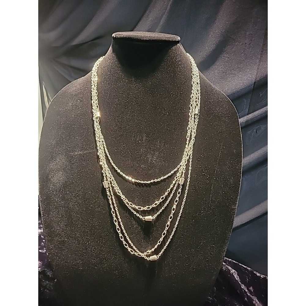 Vintage Silver Tone Multi Strand Womens Necklace … - image 2