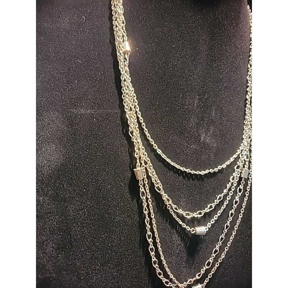Vintage Silver Tone Multi Strand Womens Necklace … - image 3
