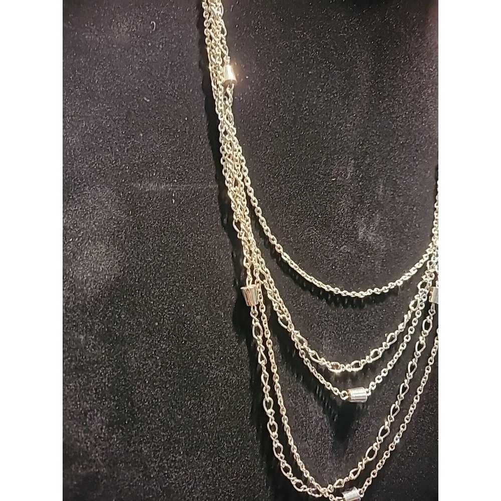 Vintage Silver Tone Multi Strand Womens Necklace … - image 4