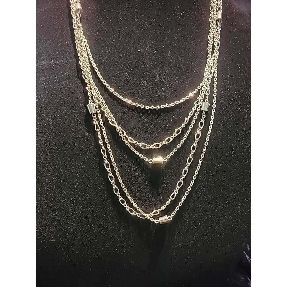 Vintage Silver Tone Multi Strand Womens Necklace … - image 5