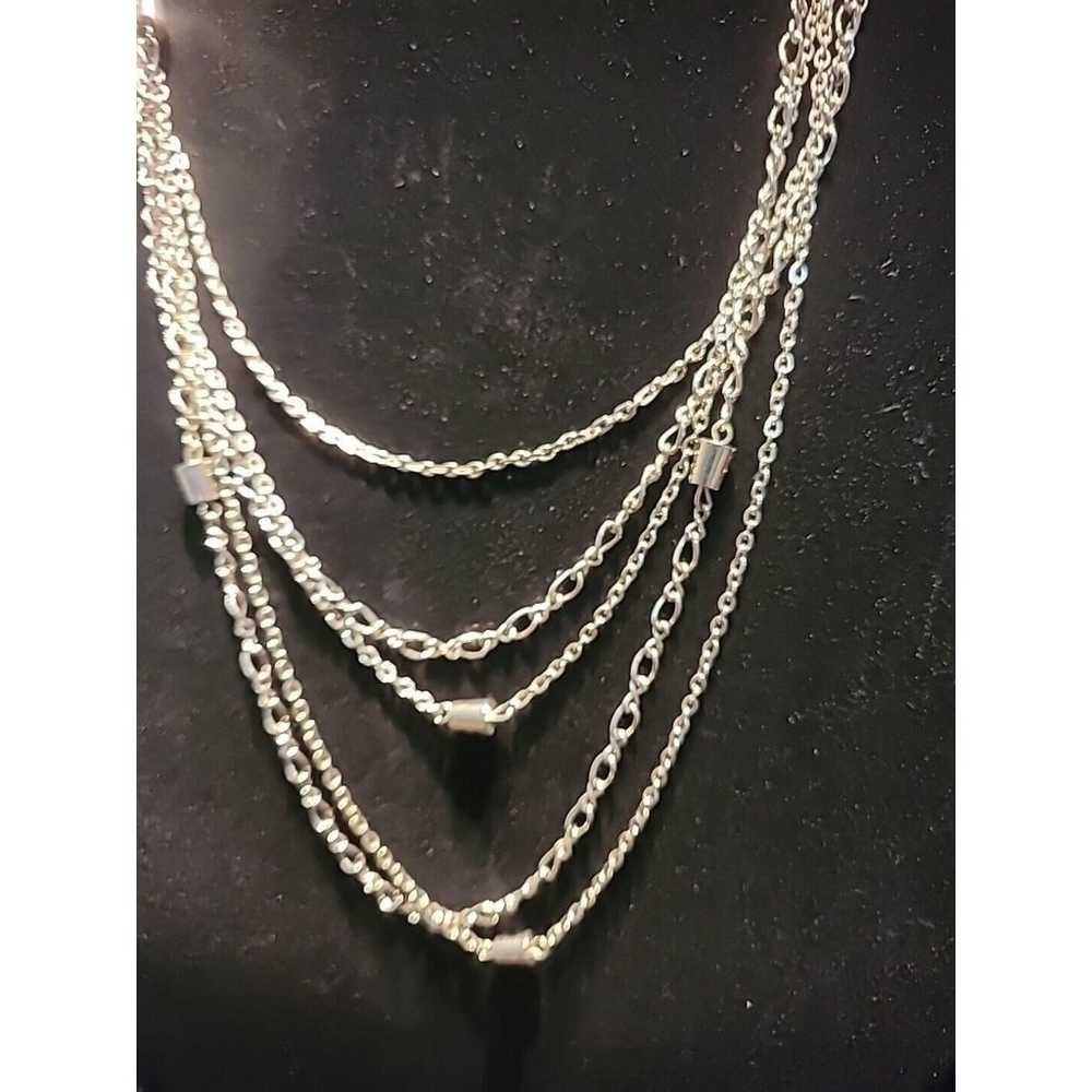 Vintage Silver Tone Multi Strand Womens Necklace … - image 9