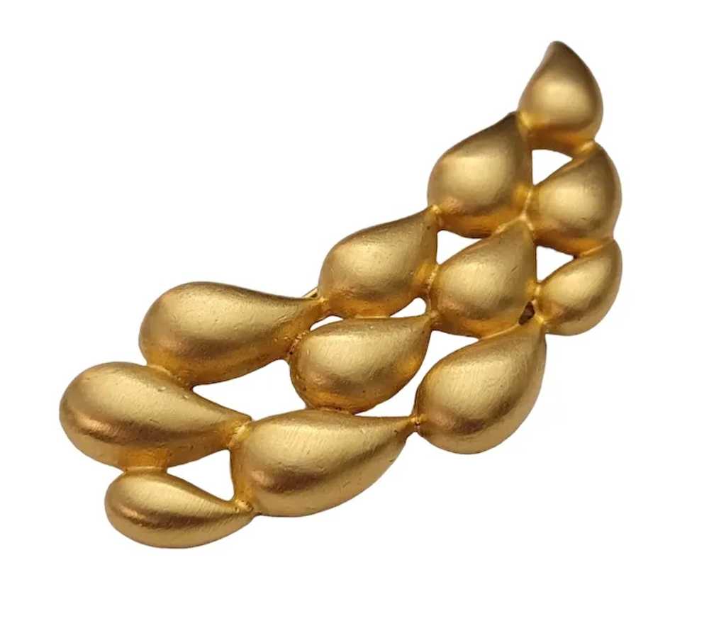 Givenchy Matte Gold Tone Rain Drops Brooch, Signe… - image 2