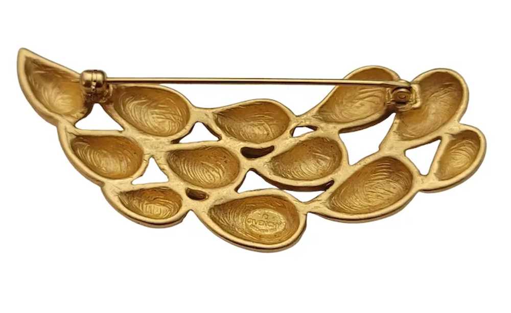 Givenchy Matte Gold Tone Rain Drops Brooch, Signe… - image 5