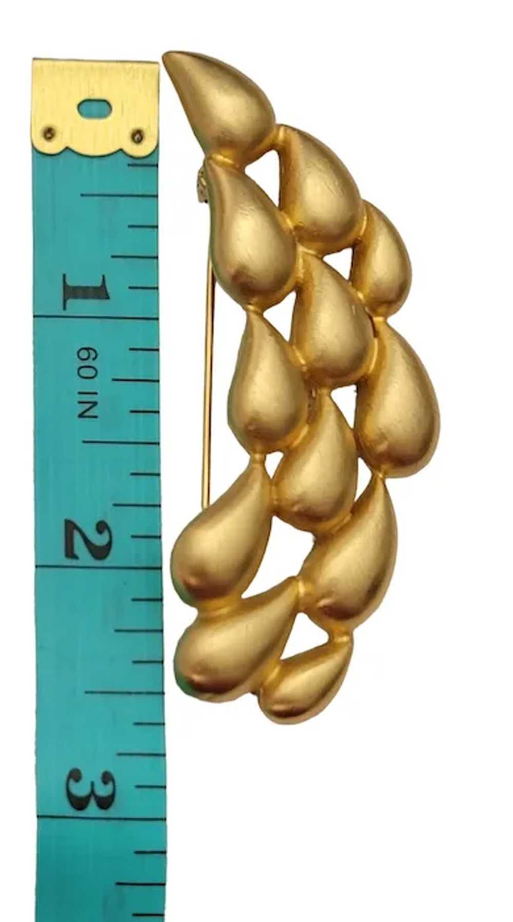 Givenchy Matte Gold Tone Rain Drops Brooch, Signe… - image 7