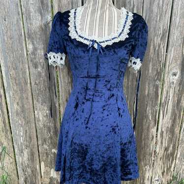 Widow Will Never Wilt crushed Velvet Blue Dress - image 1