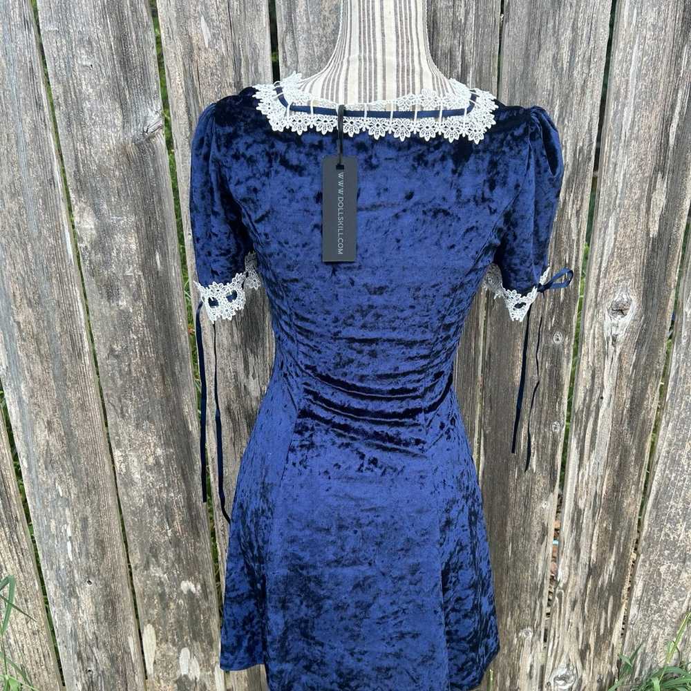 Widow Will Never Wilt crushed Velvet Blue Dress - image 2