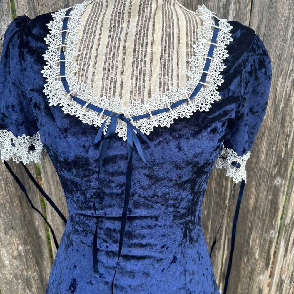 Widow Will Never Wilt crushed Velvet Blue Dress - image 4