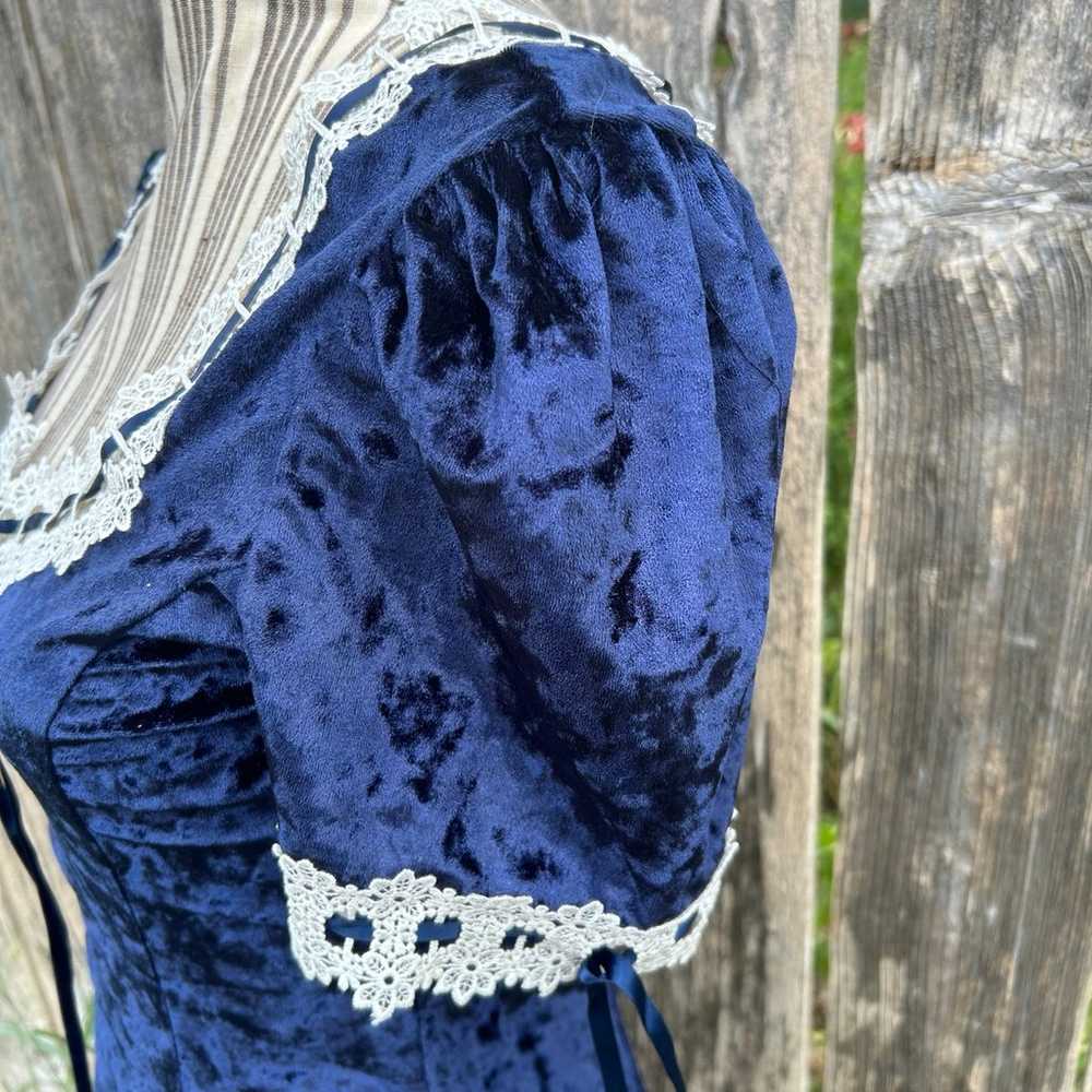 Widow Will Never Wilt crushed Velvet Blue Dress - image 5