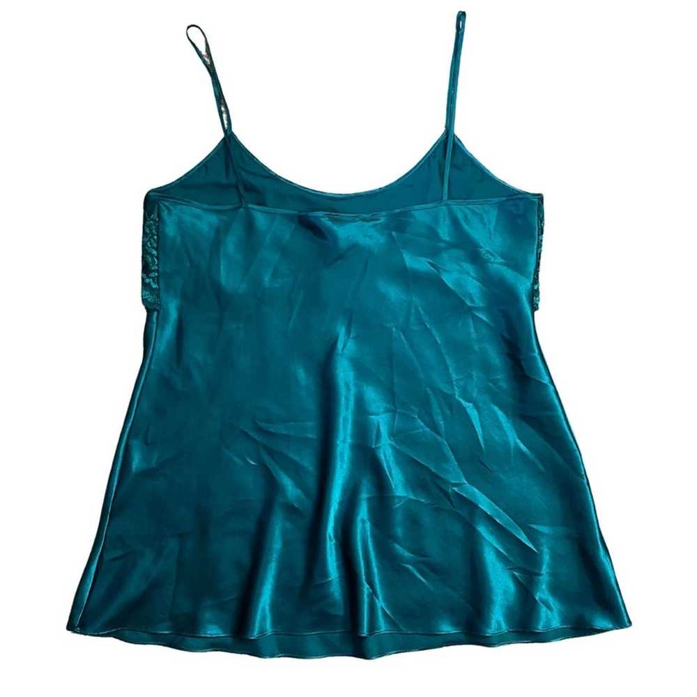 Vintage 90s Emerald Green Slip Dress Mini Lace Co… - image 3