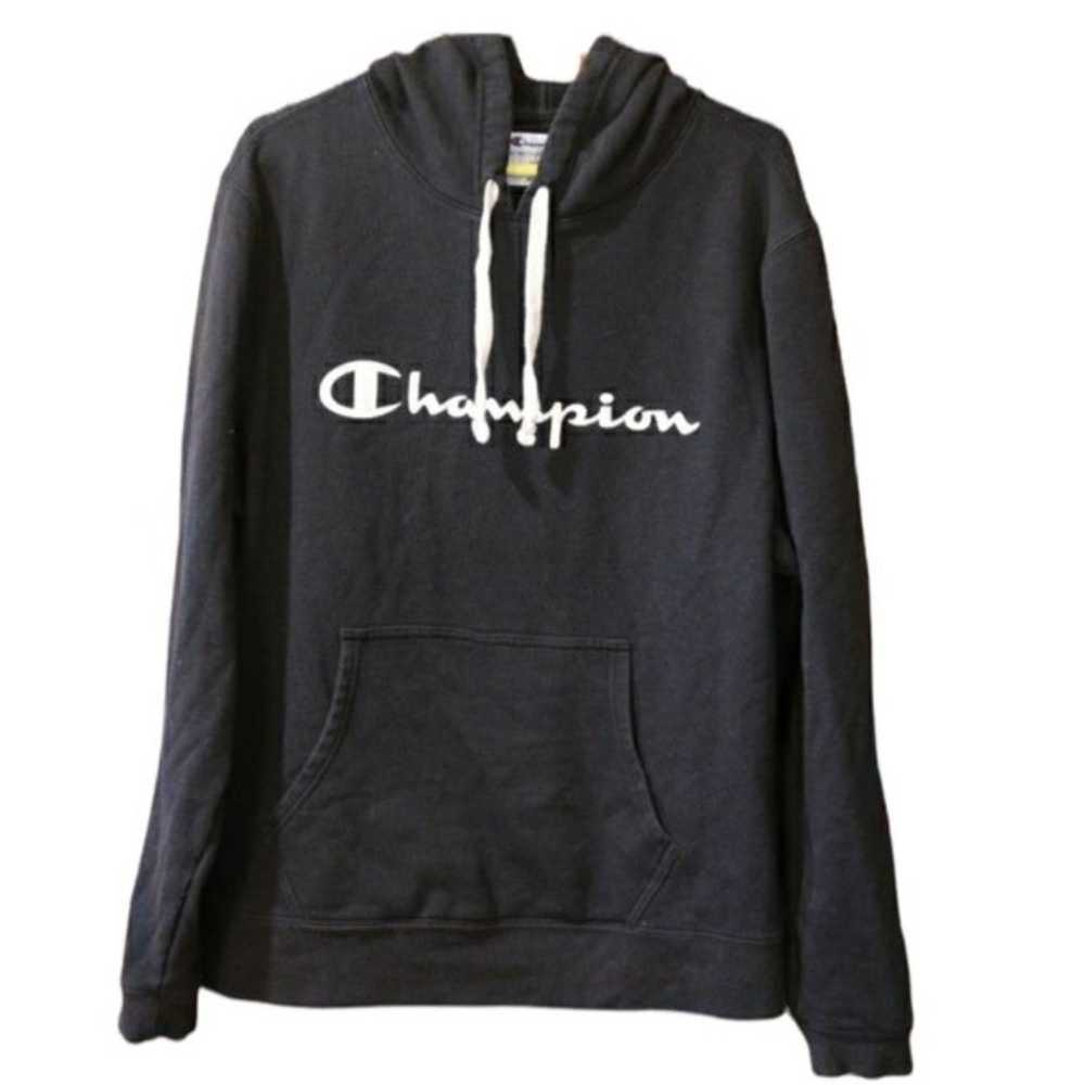 Champion Black Pullover Hoodie Spellout Logo XL - image 1
