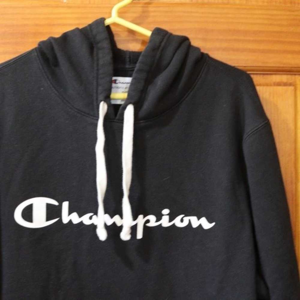 Champion Black Pullover Hoodie Spellout Logo XL - image 3