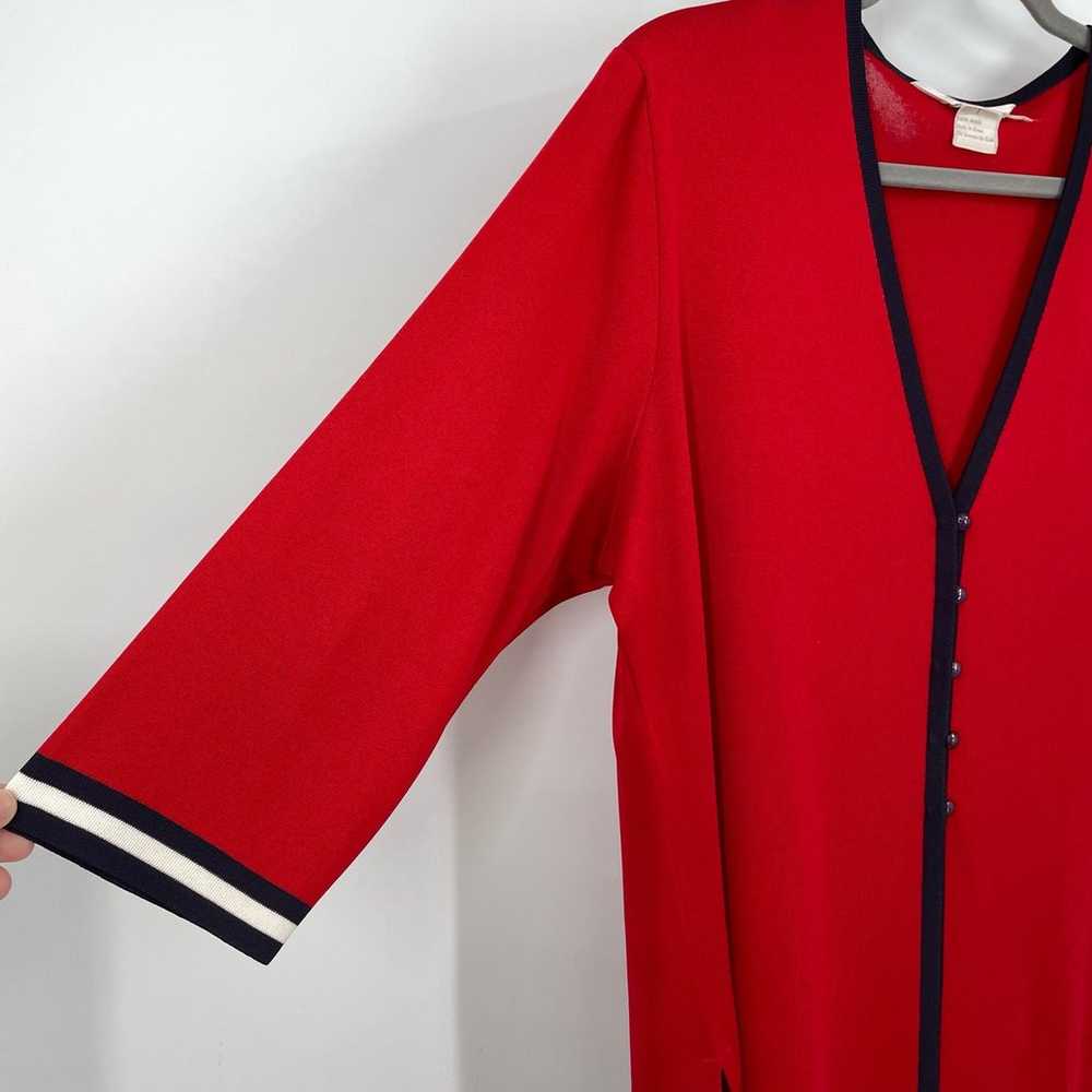 Exclusively Misook Vintage Cardigan Size L Red Wh… - image 2