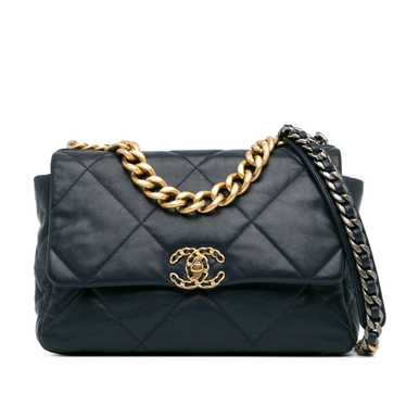 Blue Chanel Large Lambskin 19 Flap Satchel