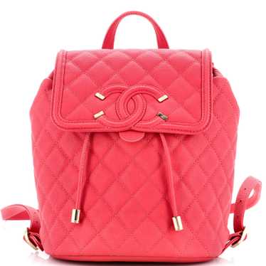 CHANEL Filigree Backpack Quilted Caviar Small