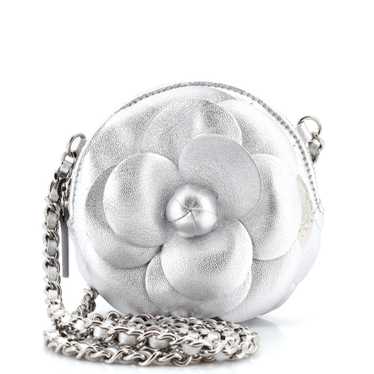 CHANEL Camellia Round Clutch with Chain Lambskin
