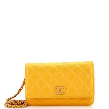 CHANEL Textured CC Wallet on Chain Quilted Lambski