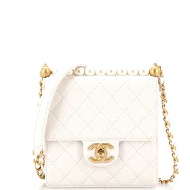 CHANEL Chic Pearls Flap Bag Quilted Goatskin Mini
